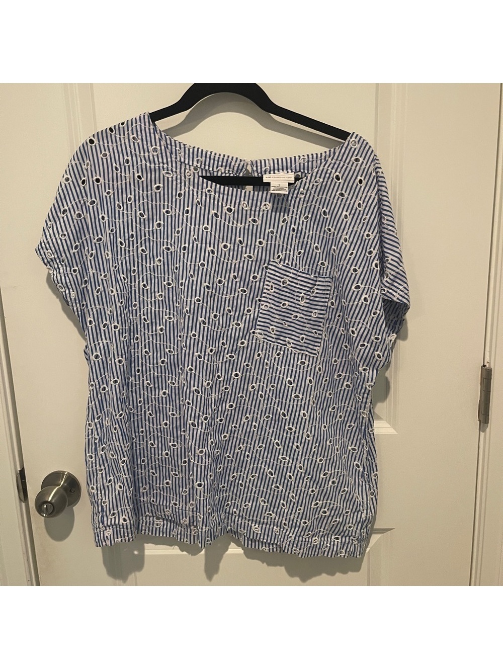 Liz Claiborne Striped Blue and White Blouse